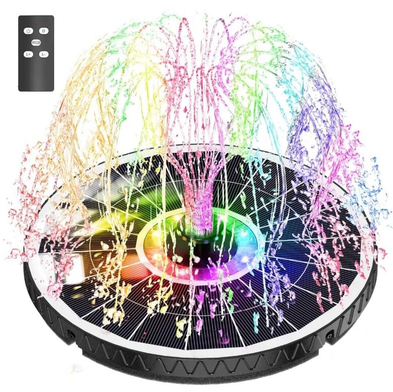 Āra saules ūdens strūklaka dārza dekorēšanai Saules baterijas dīķis putnu vanna ūdens riteņbraukšana Rgb gaismas saules strūklaka